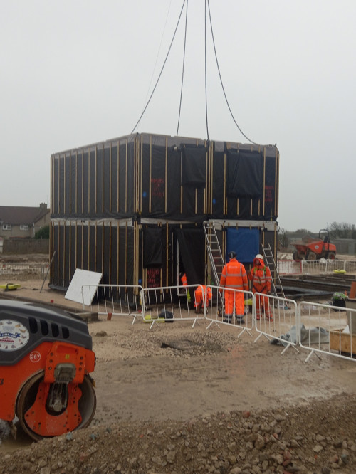 Magna modular homes arrive by crane