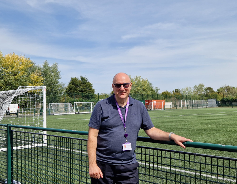 Phil Parramore by football stadium